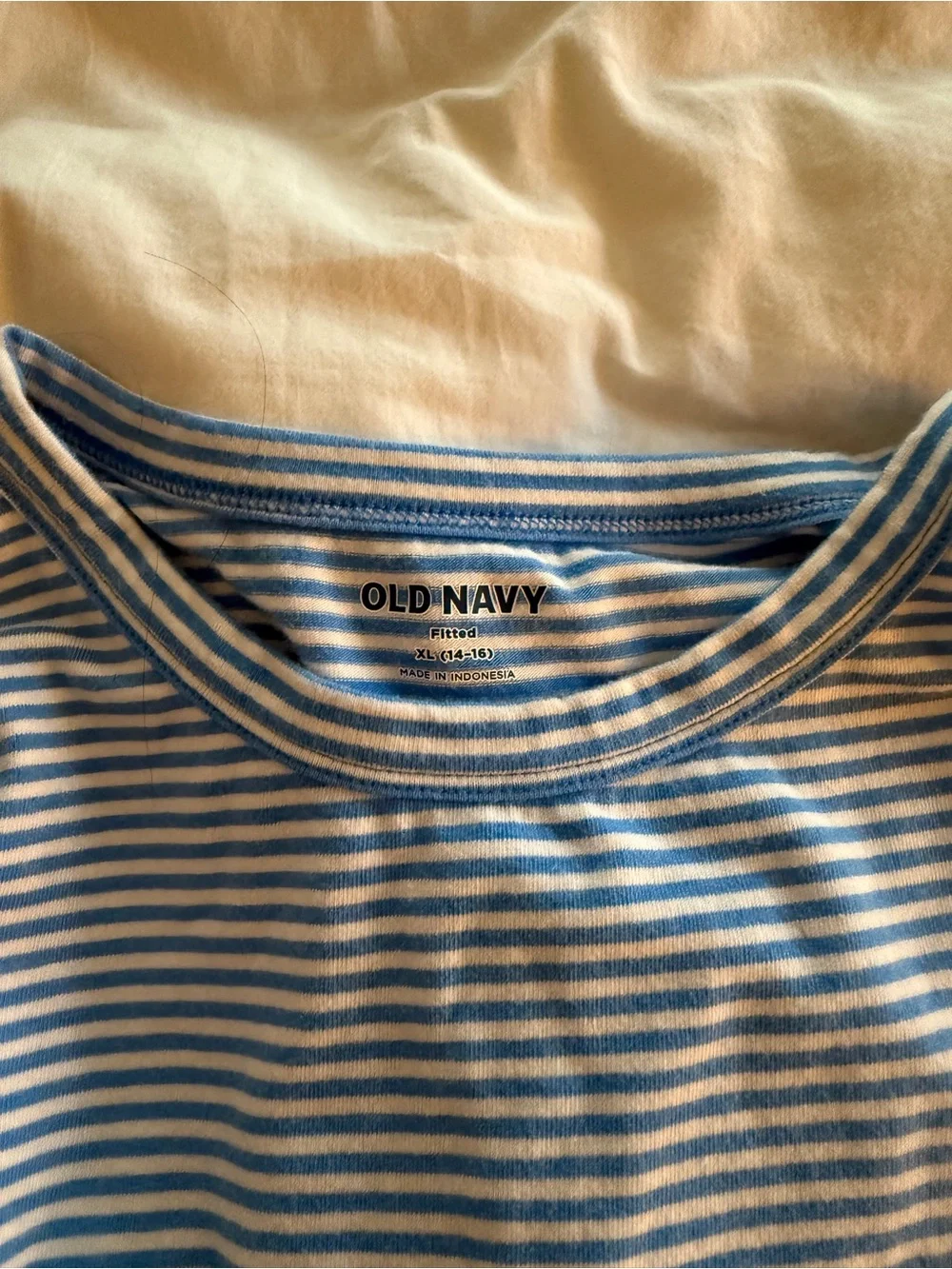 Old Navy Blue & White Striped Short Sleeve Tee